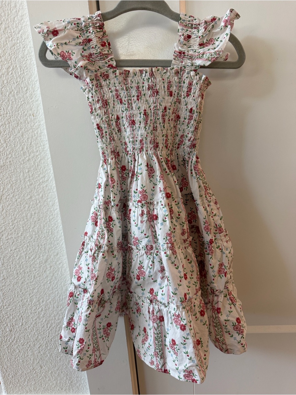 Hill House White Dress with Pink Floral Print